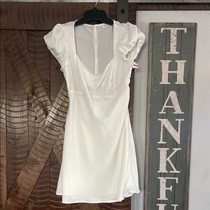 All in Favor IVORY Ruched Wrap Mini Dress